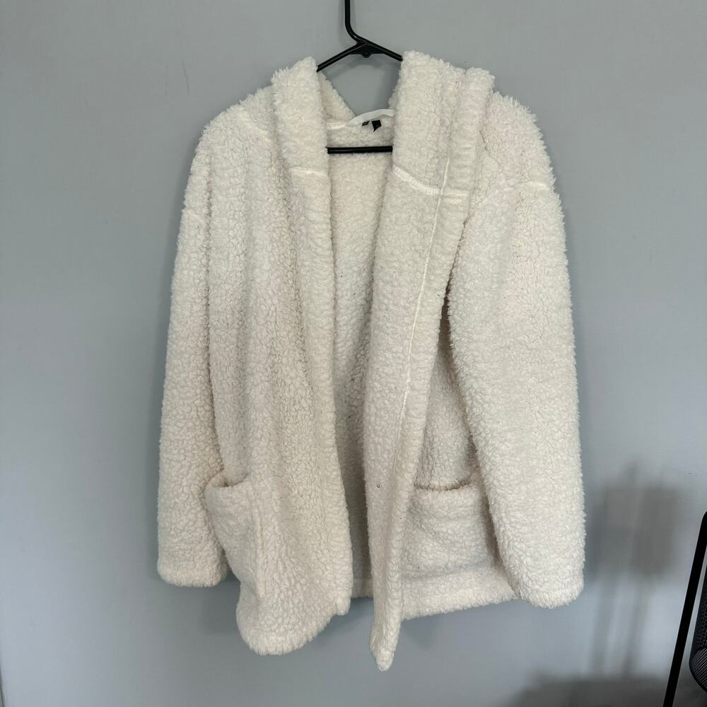 Maurices Cozy Sherpa Hoodie Jacket Women's Size Small / Medium White Hood